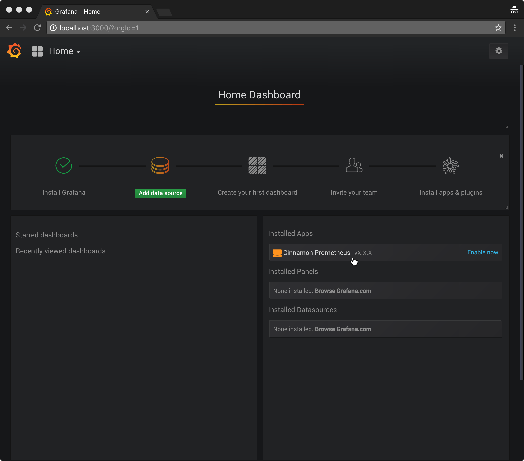 Grafana home