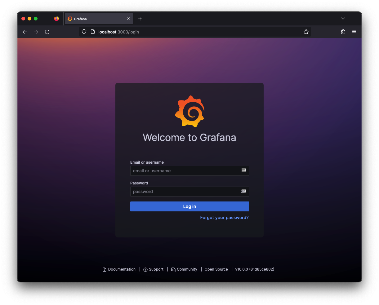 Grafana login