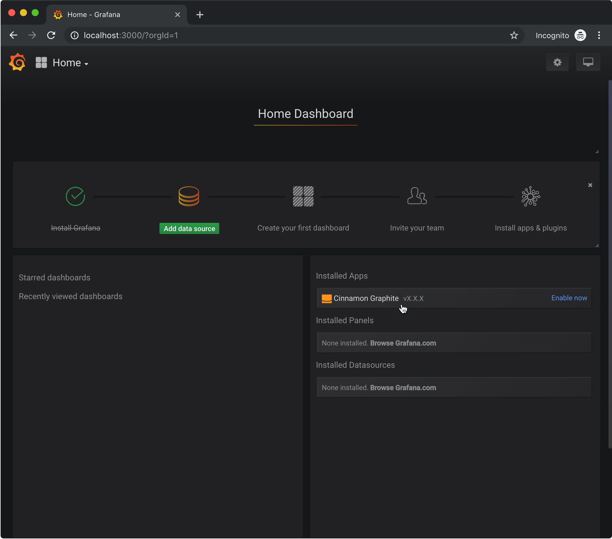 Grafana home