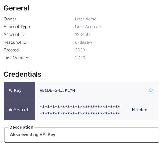 API key details